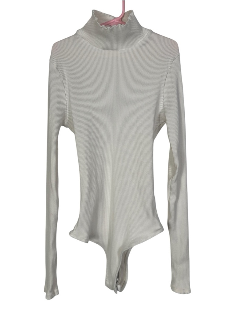 Lulus Ribbed Turtleneck Bodysuit, White, Size S